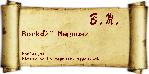 Borkó Magnusz névjegykártya